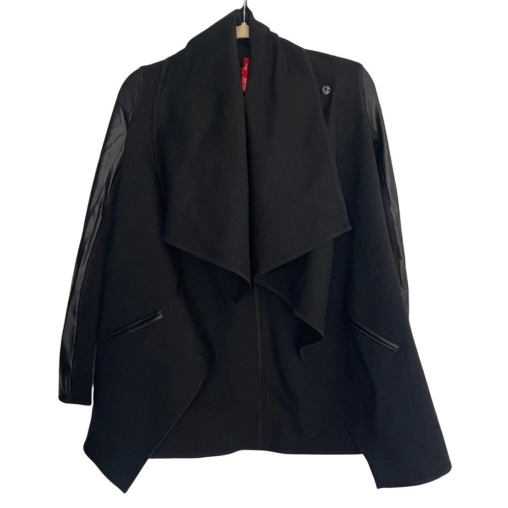 SPANX Faux Leather Convertible Jacket BLACK, SIZE MEDIUM